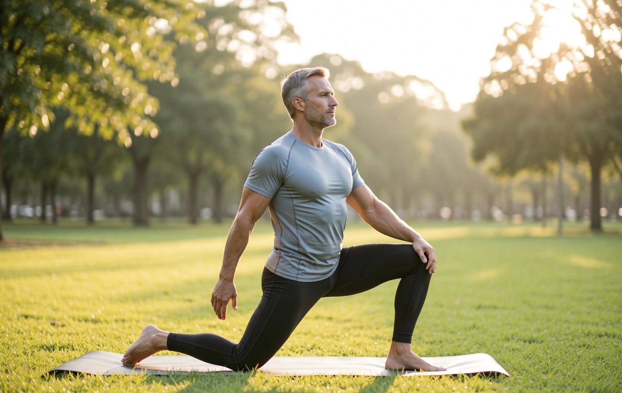 Mann bei leichter körperlicher Aktivität im Freien